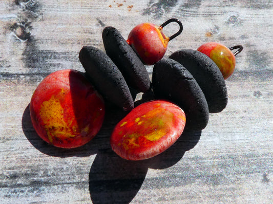 Ceramic Disc Stack Charms - Firecracker