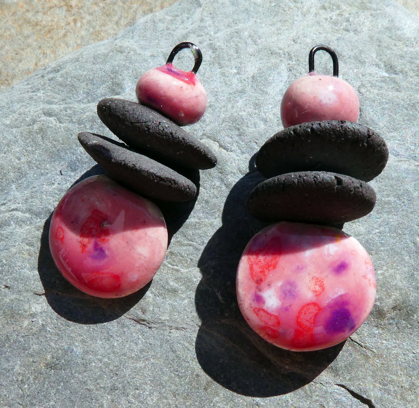 Ceramic Disc Stack Charms - Berry Tart