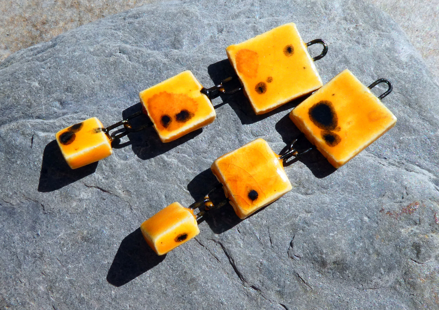 Ceramic Mixed Shape Dangles - Papaya