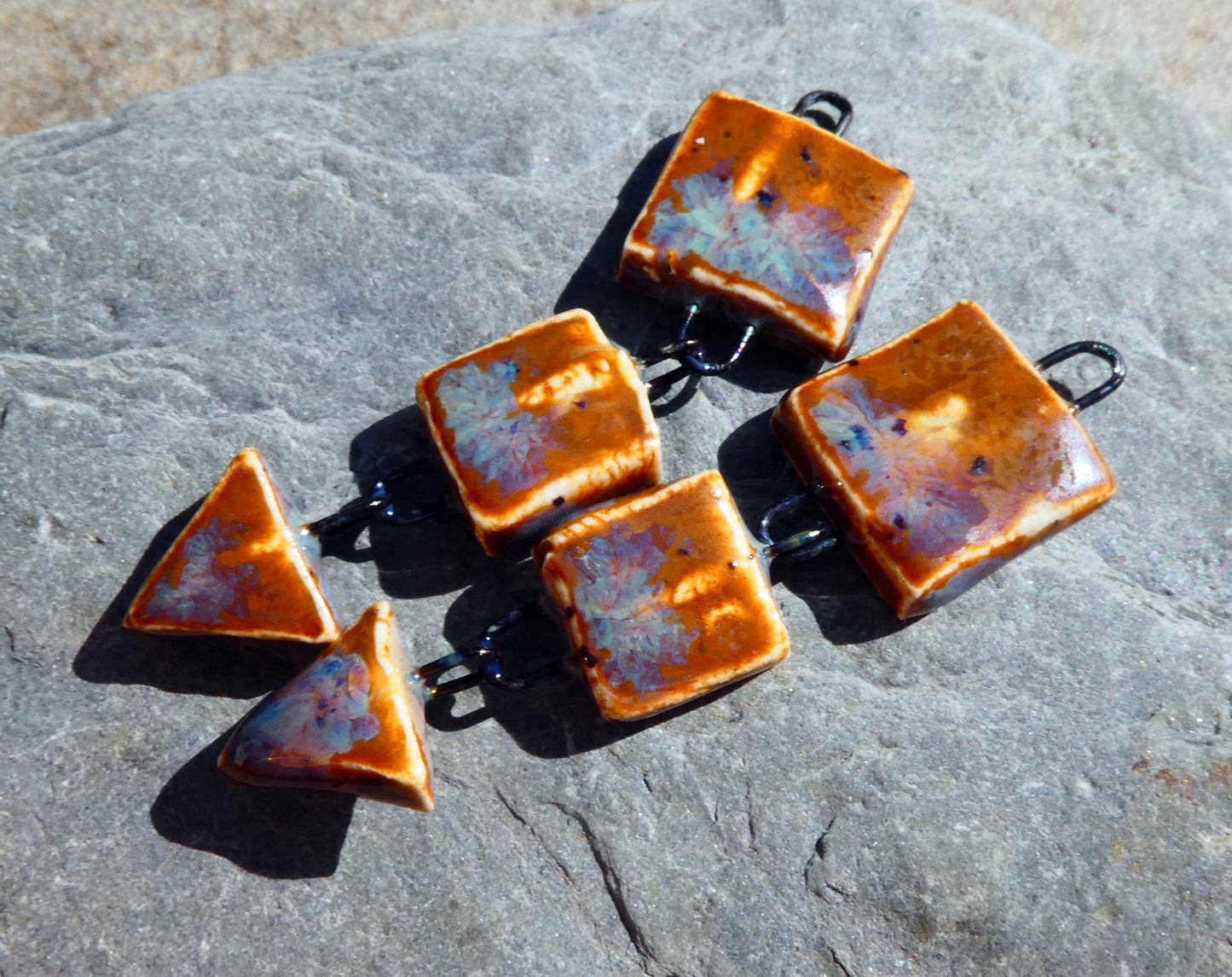 Ceramic Mixed Shape Dangles - Amber Ash