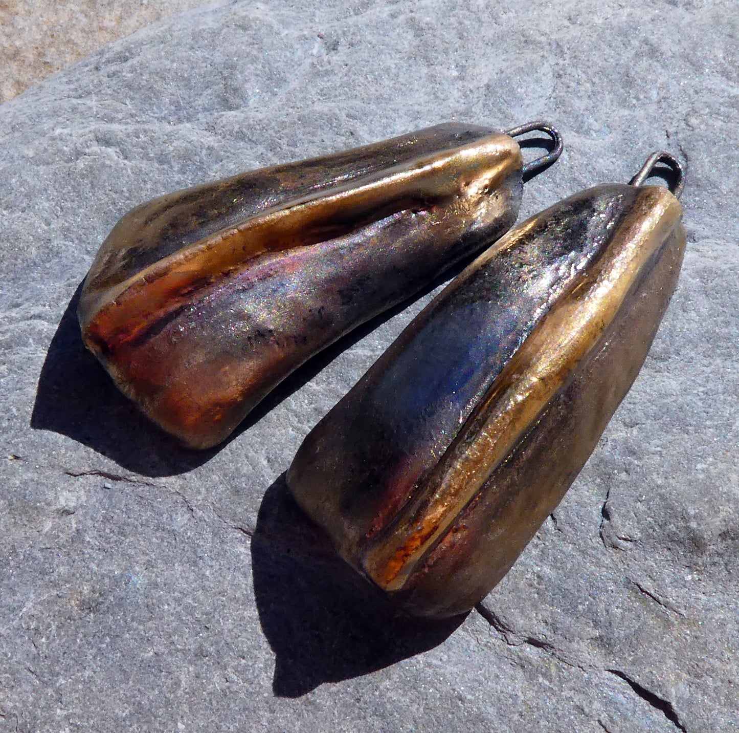 Ceramic Synclastic Scoop Charms - Bronze and Gold