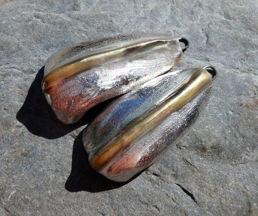 Ceramic Synclastic Scoop Charms - Fine Silver and Gold