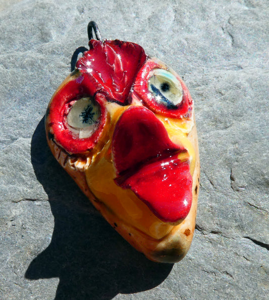 Ceramic Ducky Face Bird Pendant