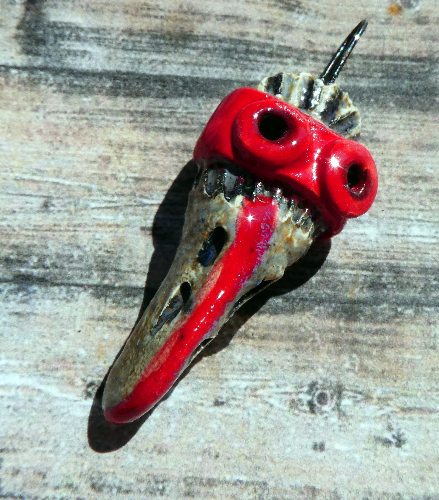 Ceramic Bandito Face Bird Pendant