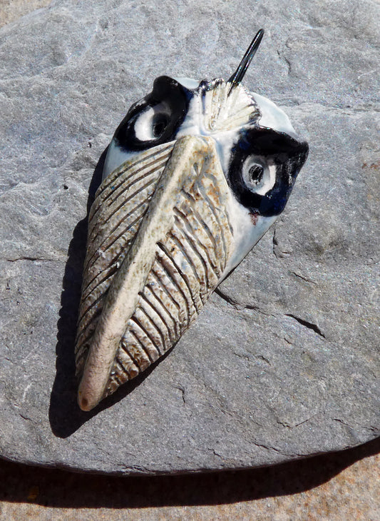 Ceramic ShoeBill Face Bird Pendant