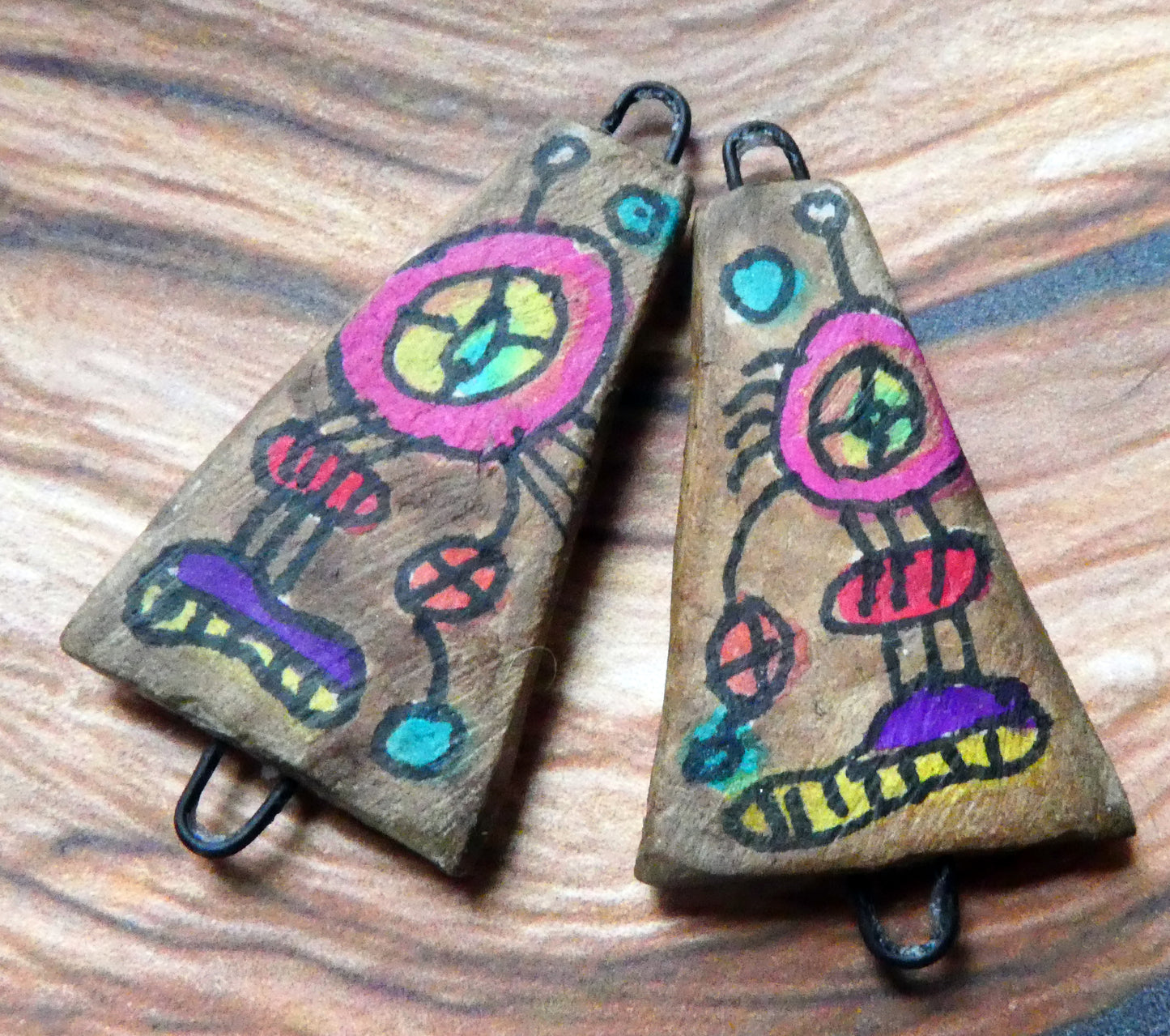 Ceramic Inky Wedge Earring Connectors #5
