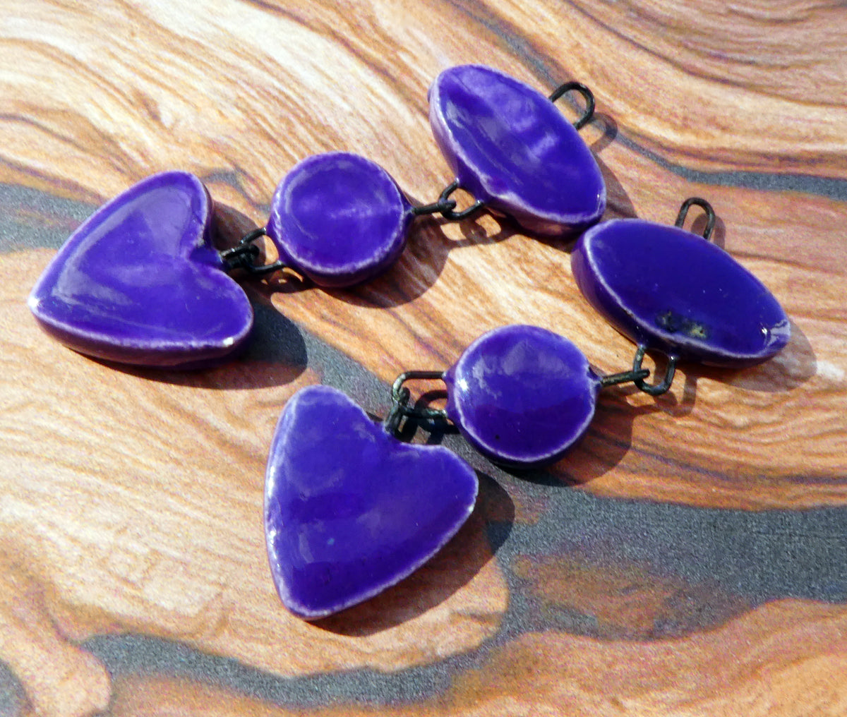 Ceramic Mixed Shape Dangles - Dark Purple