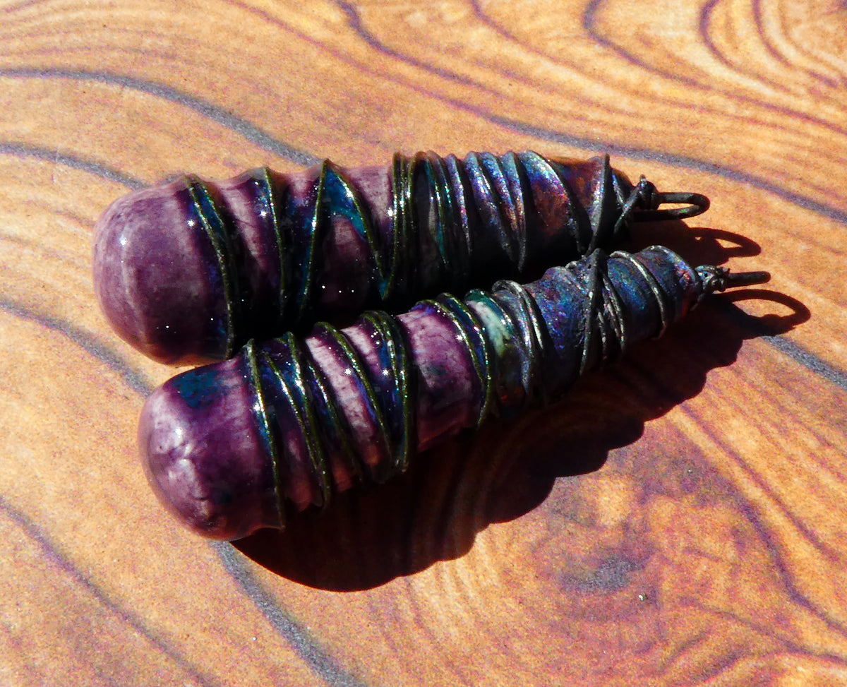 Ceramic Wire Wrapped Baton Charms -Royal Fantasy