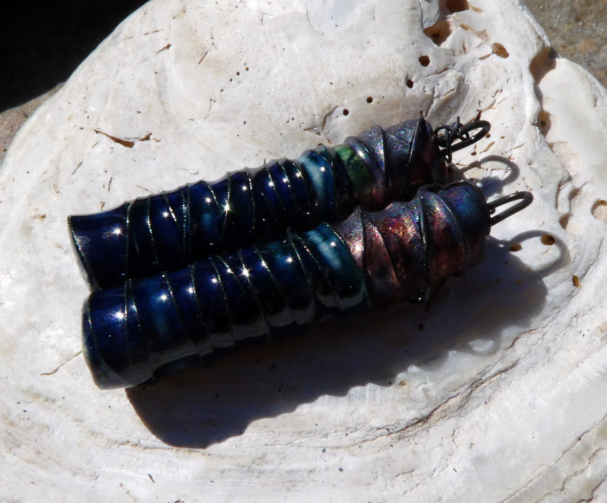 Ceramic Wire Wrapped Stick Charms - Waterfall