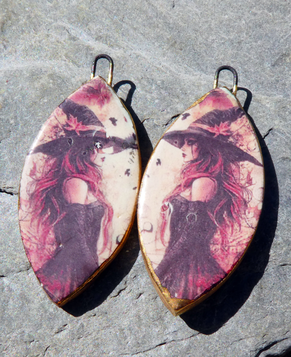 Ceramic Witch Decal Charms #2