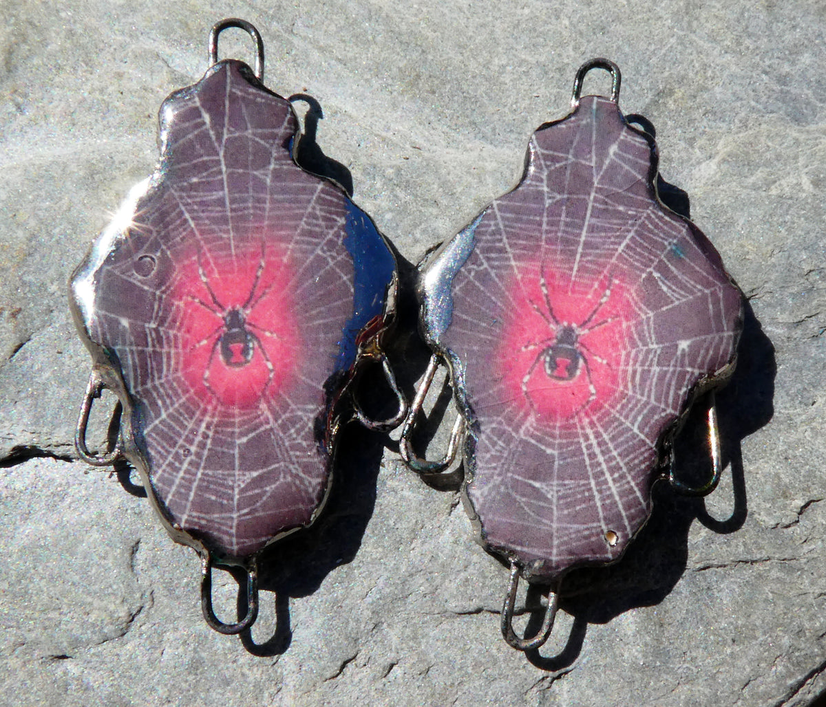 Ceramic Spider Decal Earring Connectors #1