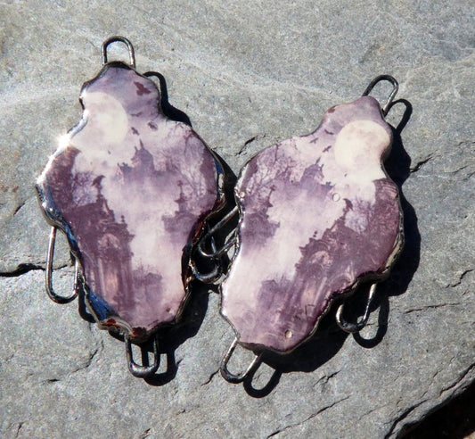 Ceramic Spooky Scene Decal Earring Connectors #2