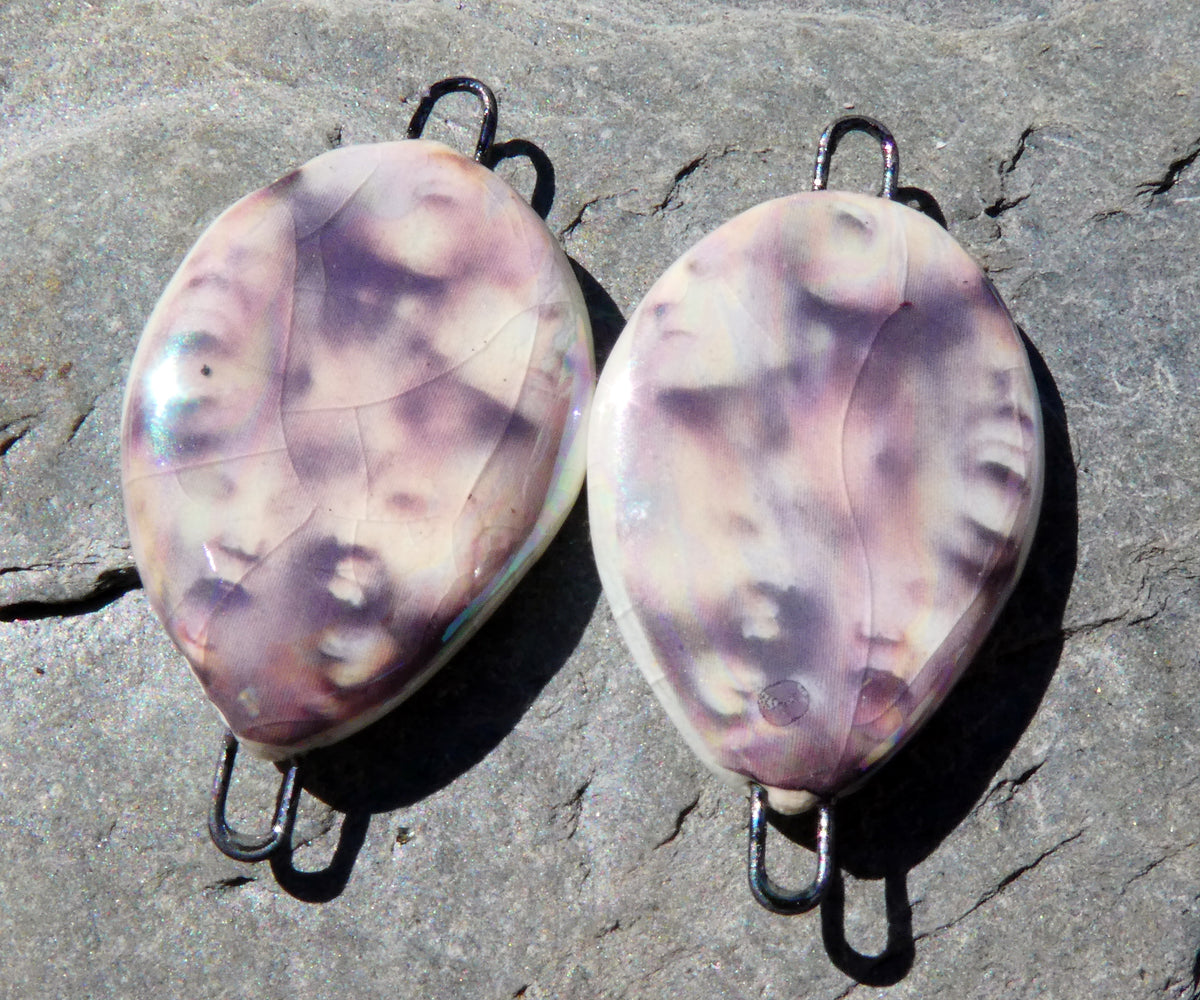 Porcelain Lustrous Ghostly Face Decal Earring Connectors #4