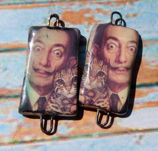 Ceramic Dali Inspired Earring Connectors - #2