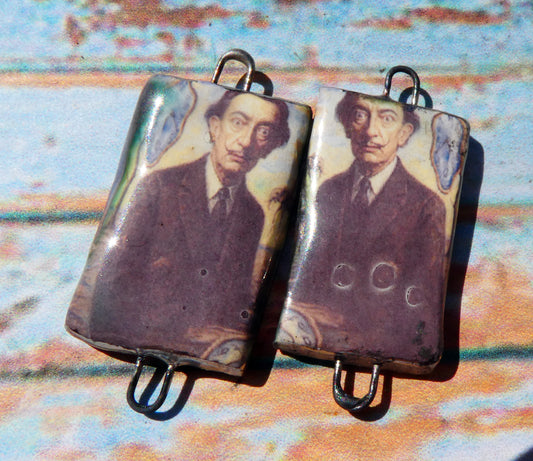 Ceramic Dali Inspired Earring Connectors - #3