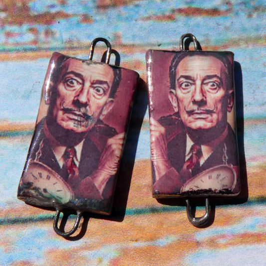 Ceramic Dali Inspired Earring Connectors - #5