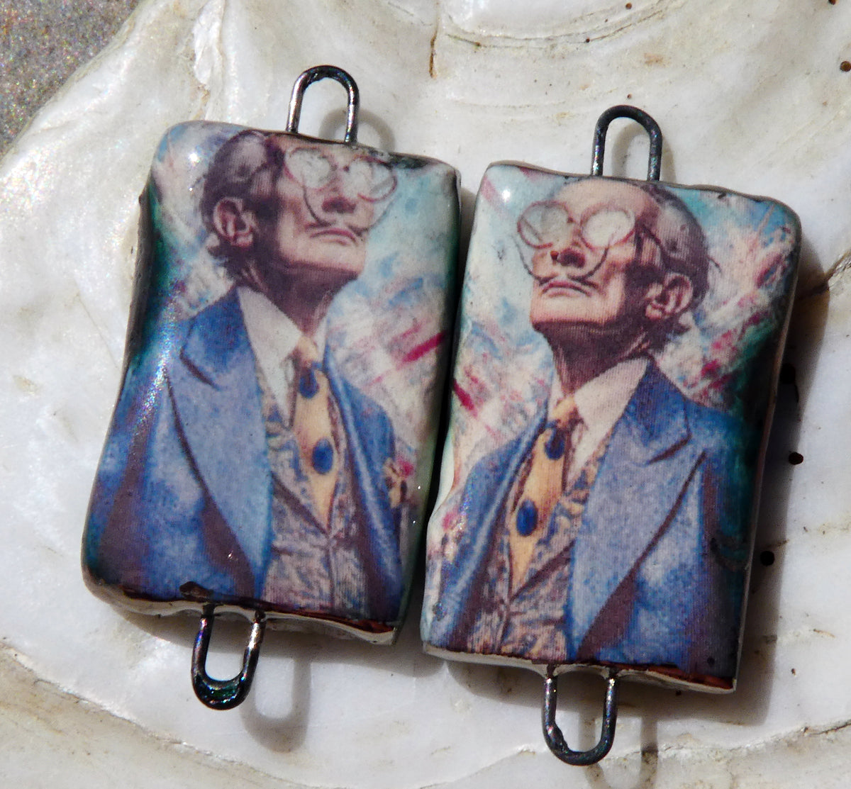 Ceramic Dali Inspired Earring Connectors - #13