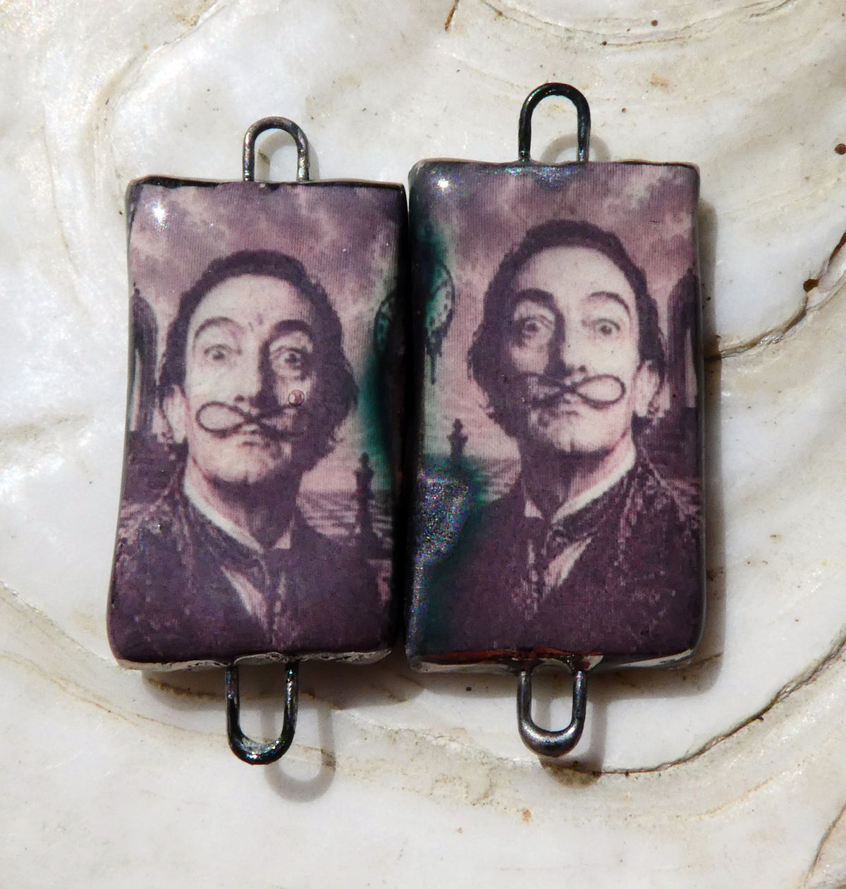 Ceramic Dali Inspired Earring Connectors - #17