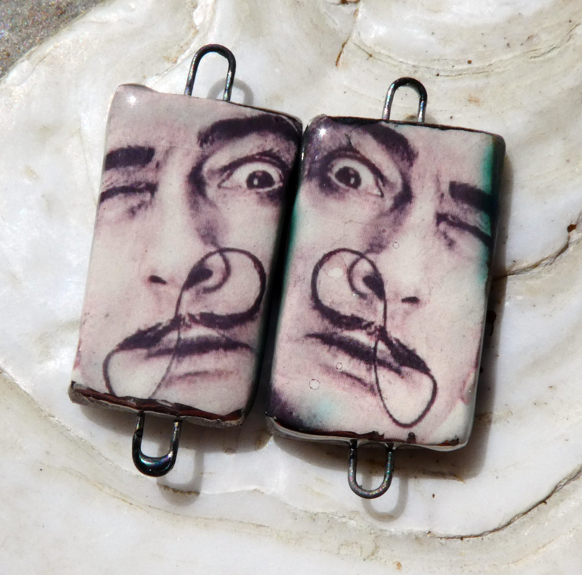Ceramic Dali Inspired Earring Connectors - #18