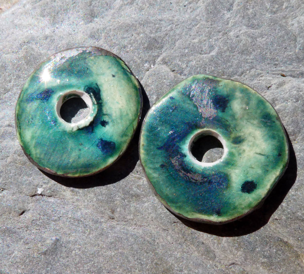 Ceramic Lustre Rimmed Discs - Emerald Mist