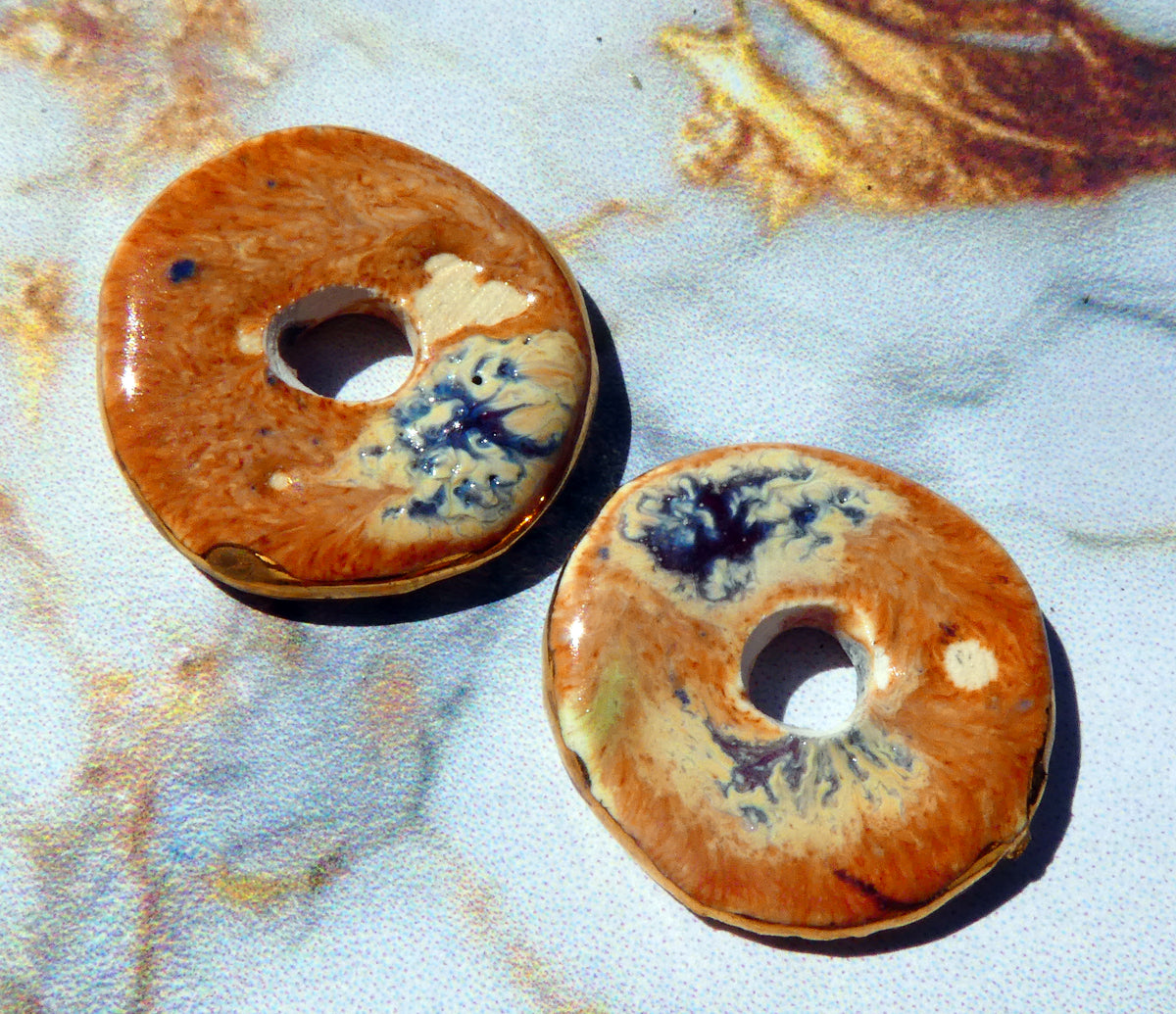 Ceramic Lustre Rimmed Discs - Tibet