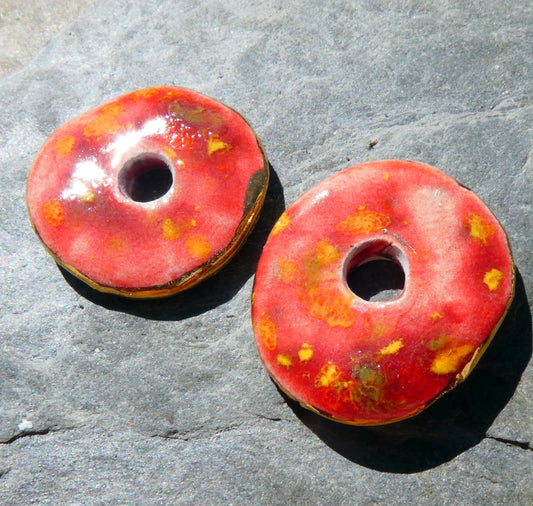 Ceramic Lustre Rimmed Discs - Firecracker