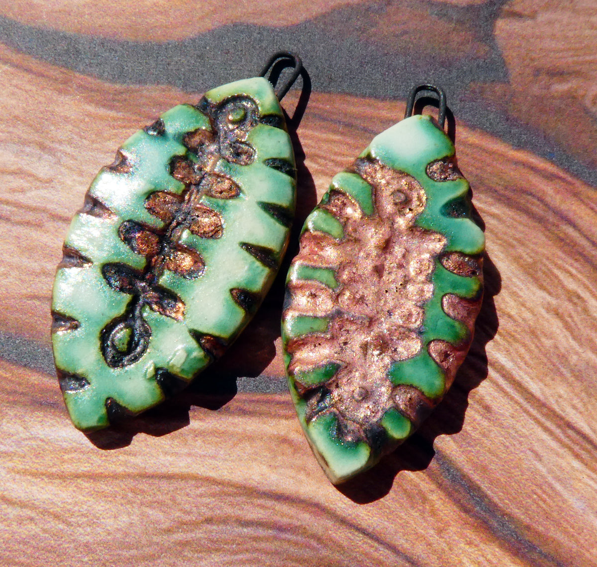 Ceramic Incised Earring Charms #1