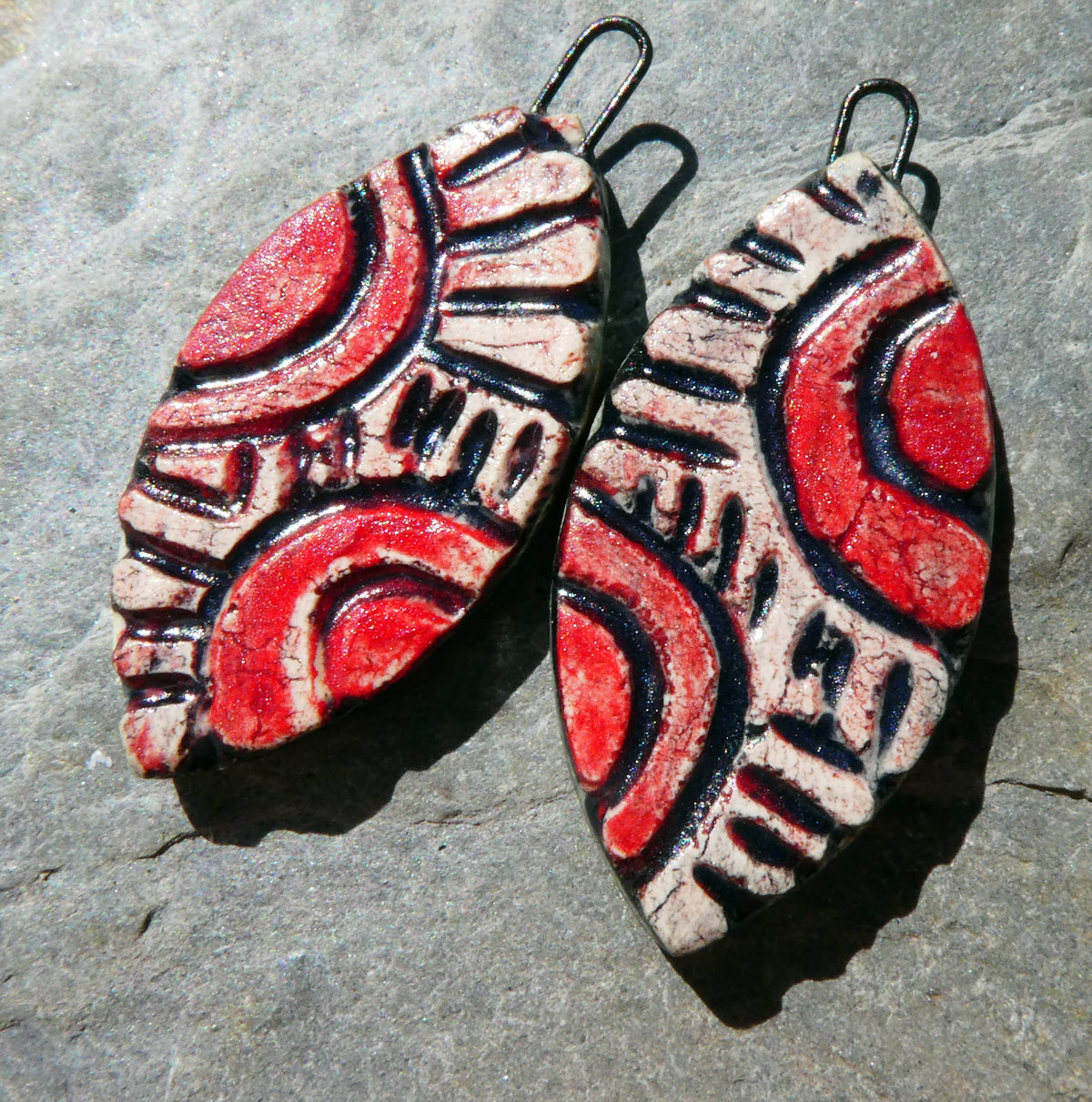 Ceramic Incised Earring Charms #4
