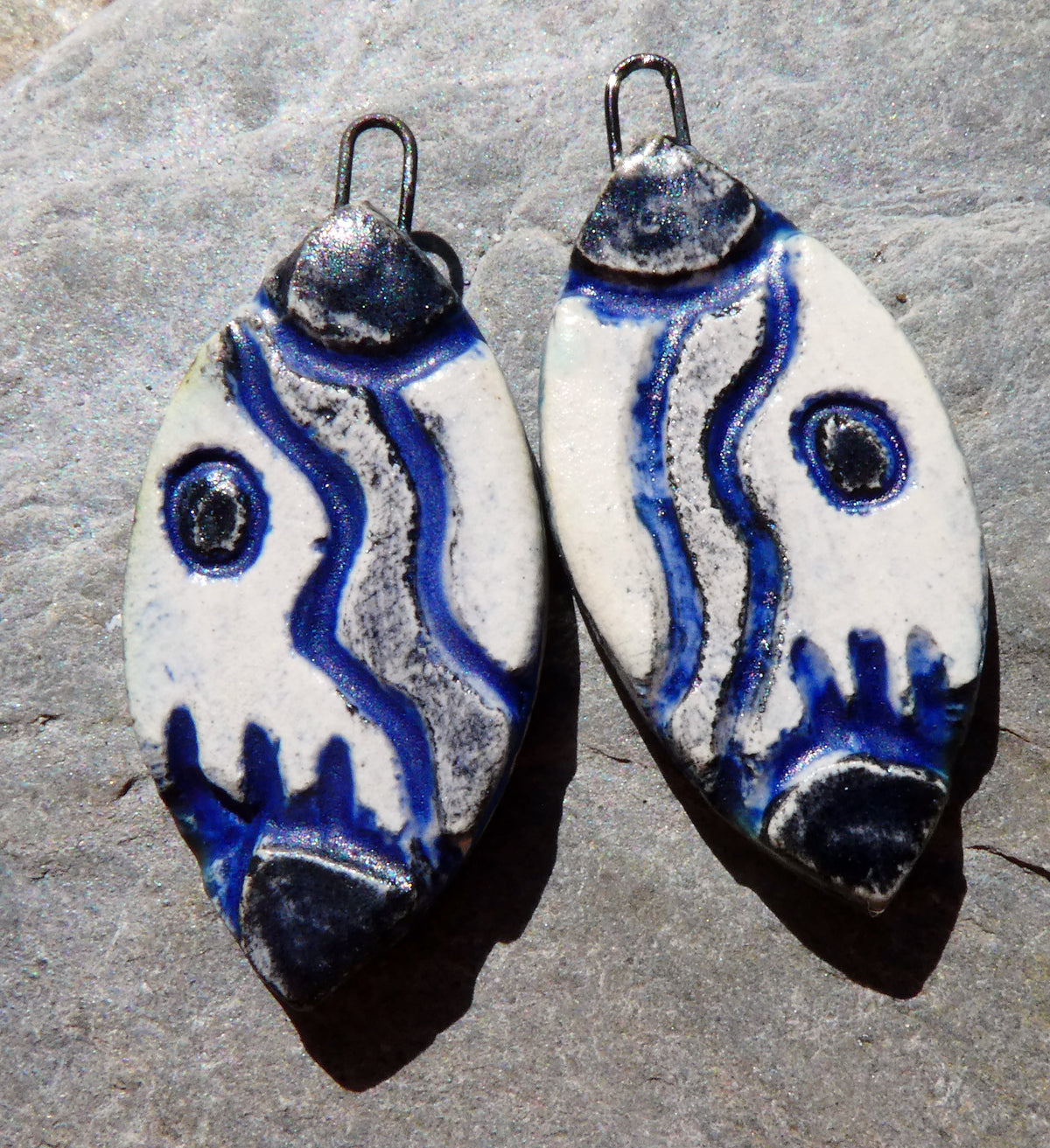 Ceramic Incised Earring Charms #6