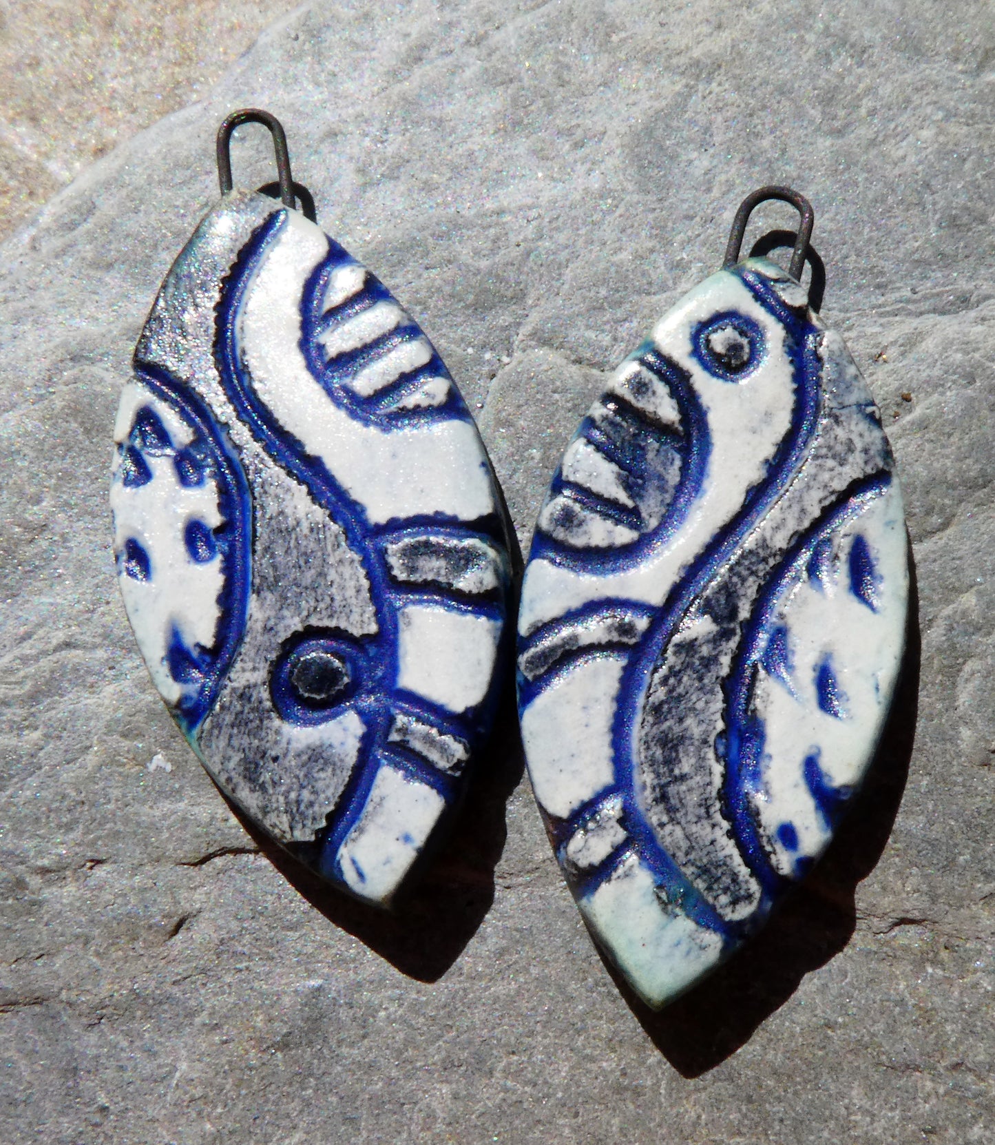 Ceramic Incised Earring Charms #7