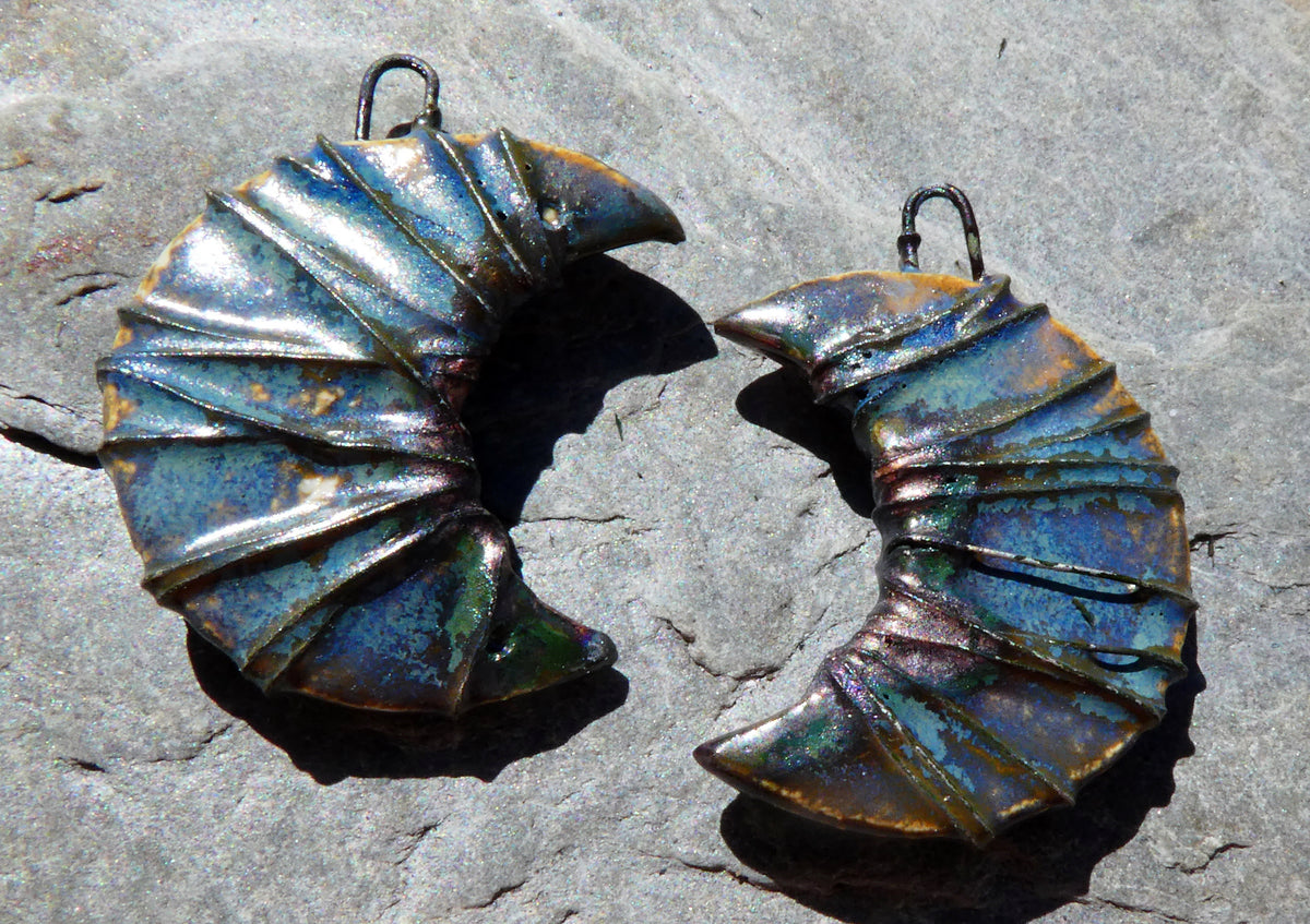 Ceramic Wire Wrapped Crescent Moon Charms -California