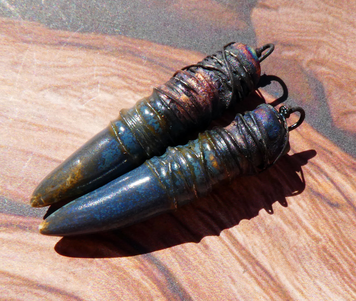 Ceramic Wire Wrapped Pointy Stick Charms -California