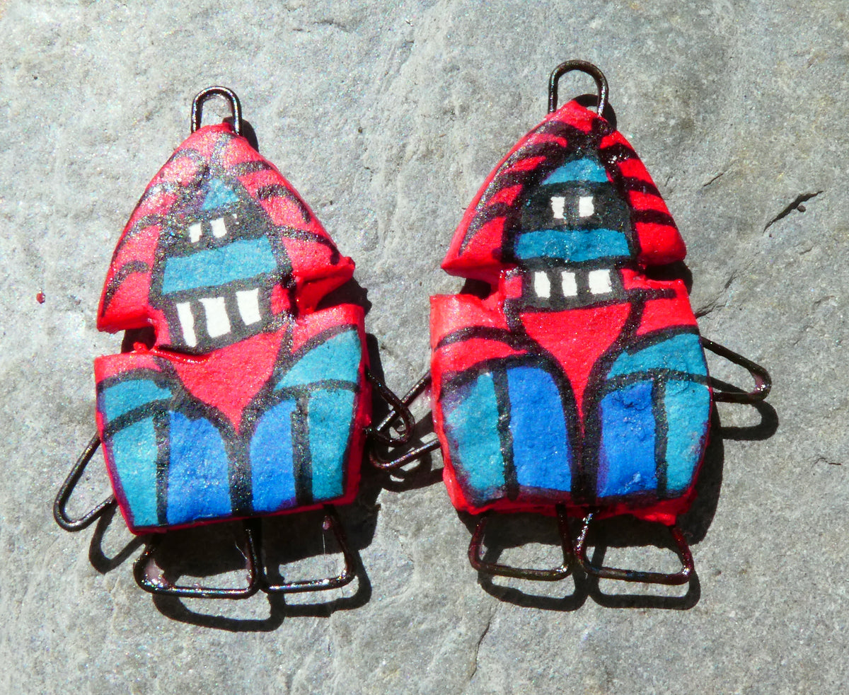 Ceramic Inka Chieftain Earring Connectors - #4