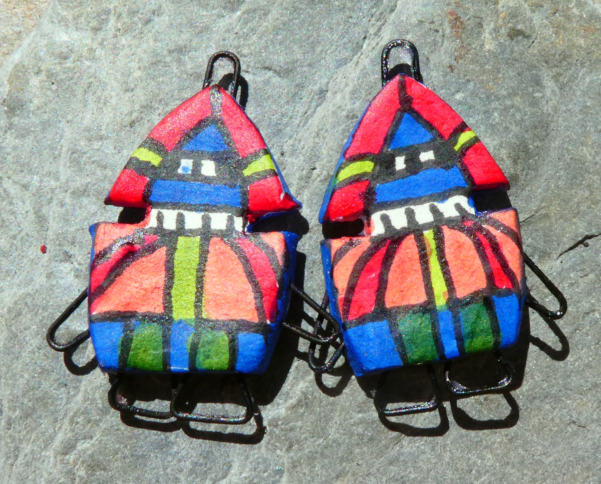 Ceramic Inka Chieftain Earring Connectors - #5