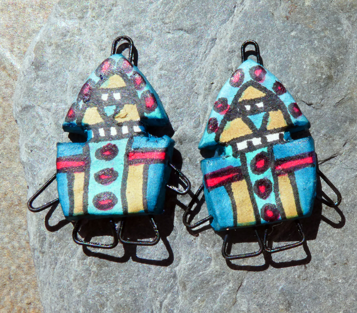 Ceramic Inka Chieftain Earring Connectors - #8