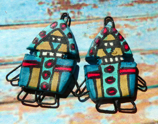 Ceramic Inka Chieftain Earring Connectors - #8