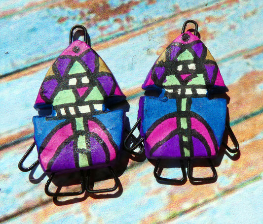 Ceramic Inka Chieftain Earring Connectors - #10