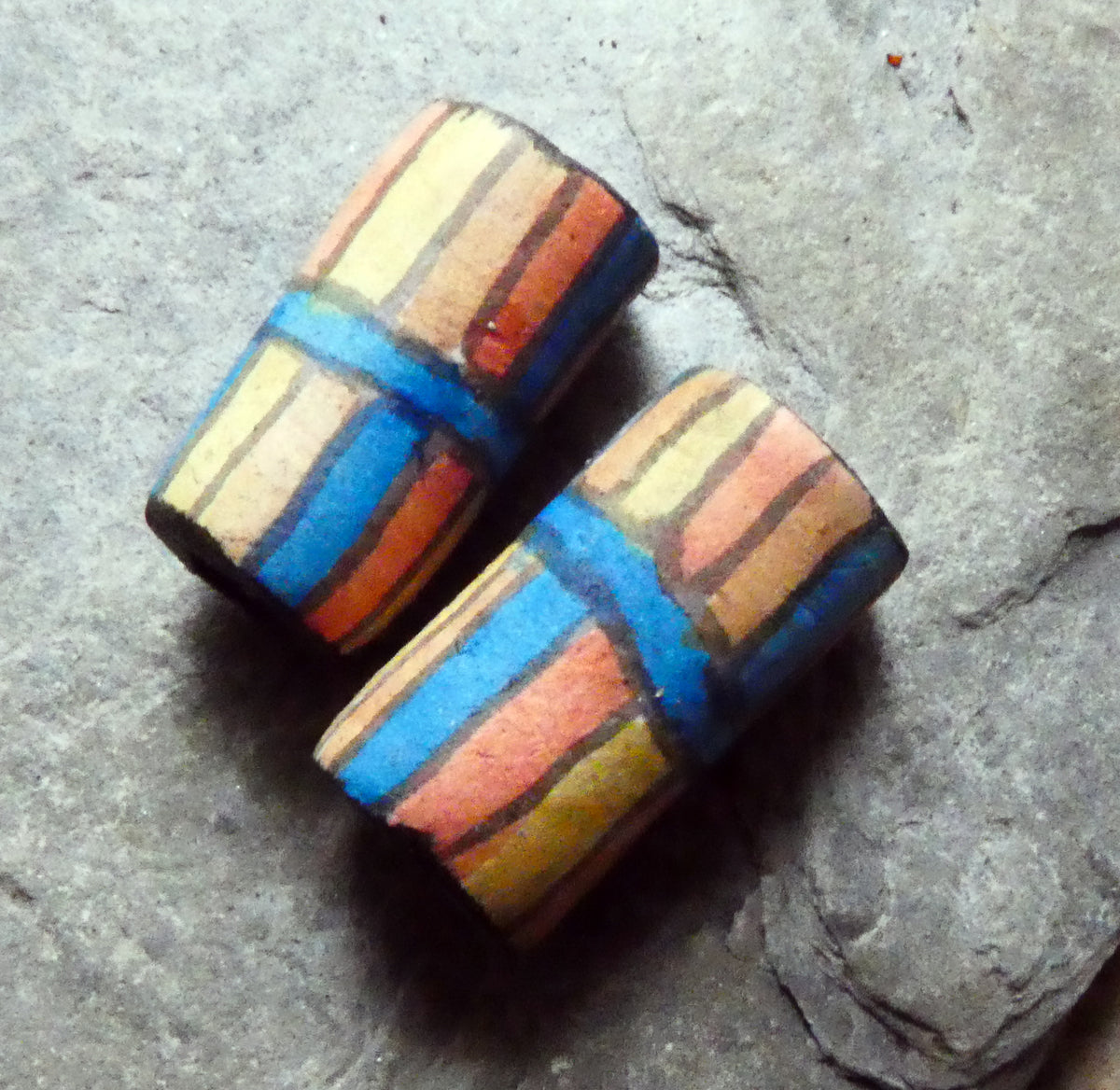 Ceramic Inky Tube Bead Earring Charms #4