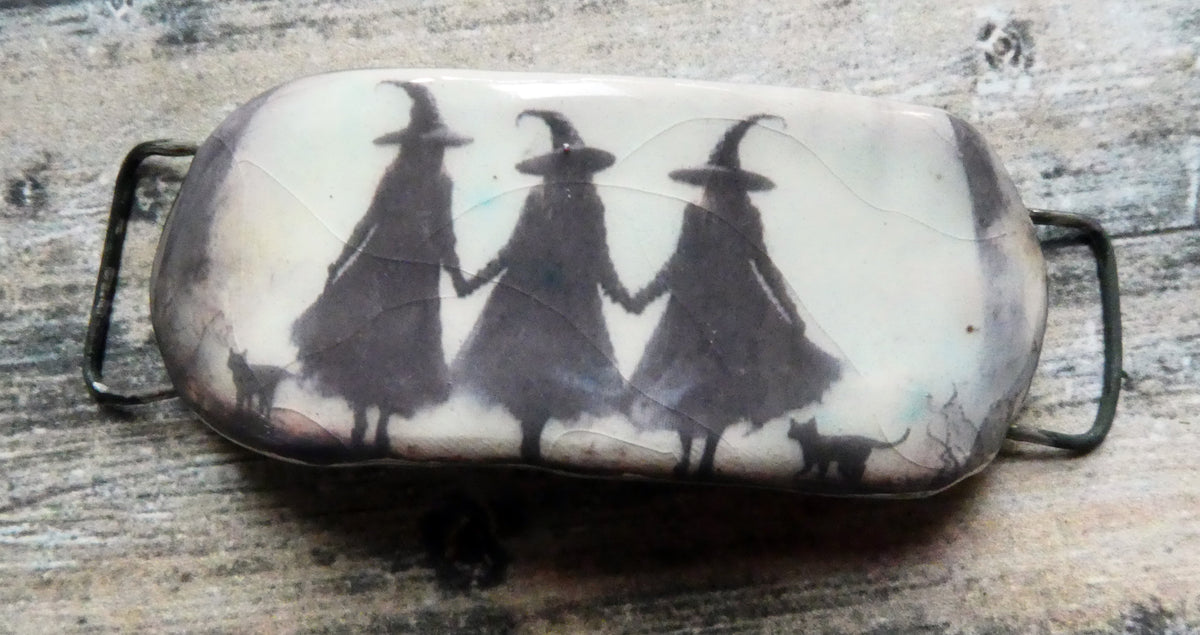 Ceramic Witch Decal Bracelet Focal #3