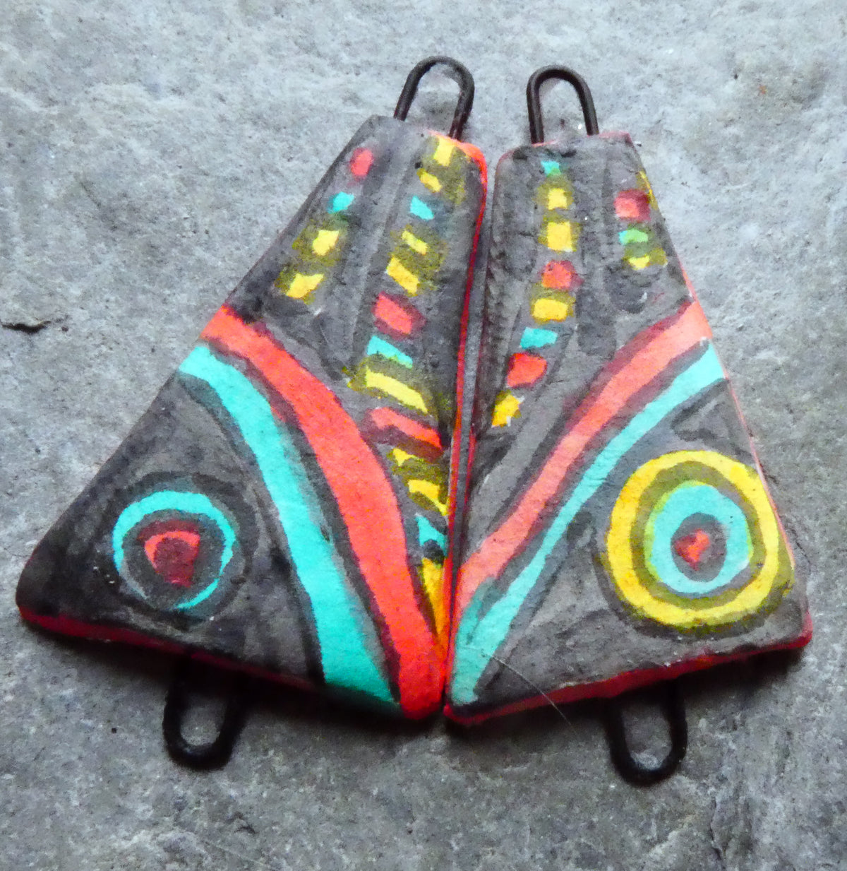 Ceramic Inky Wedge Earring Connectors #8