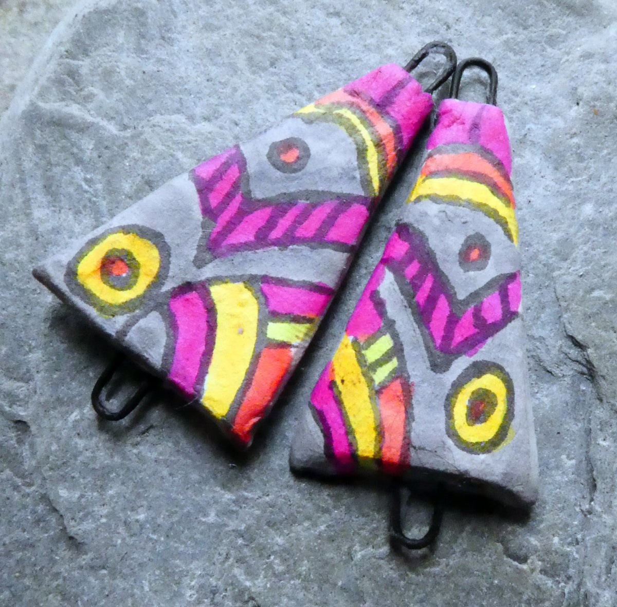 Ceramic Inky Wedge Earring Connectors #9