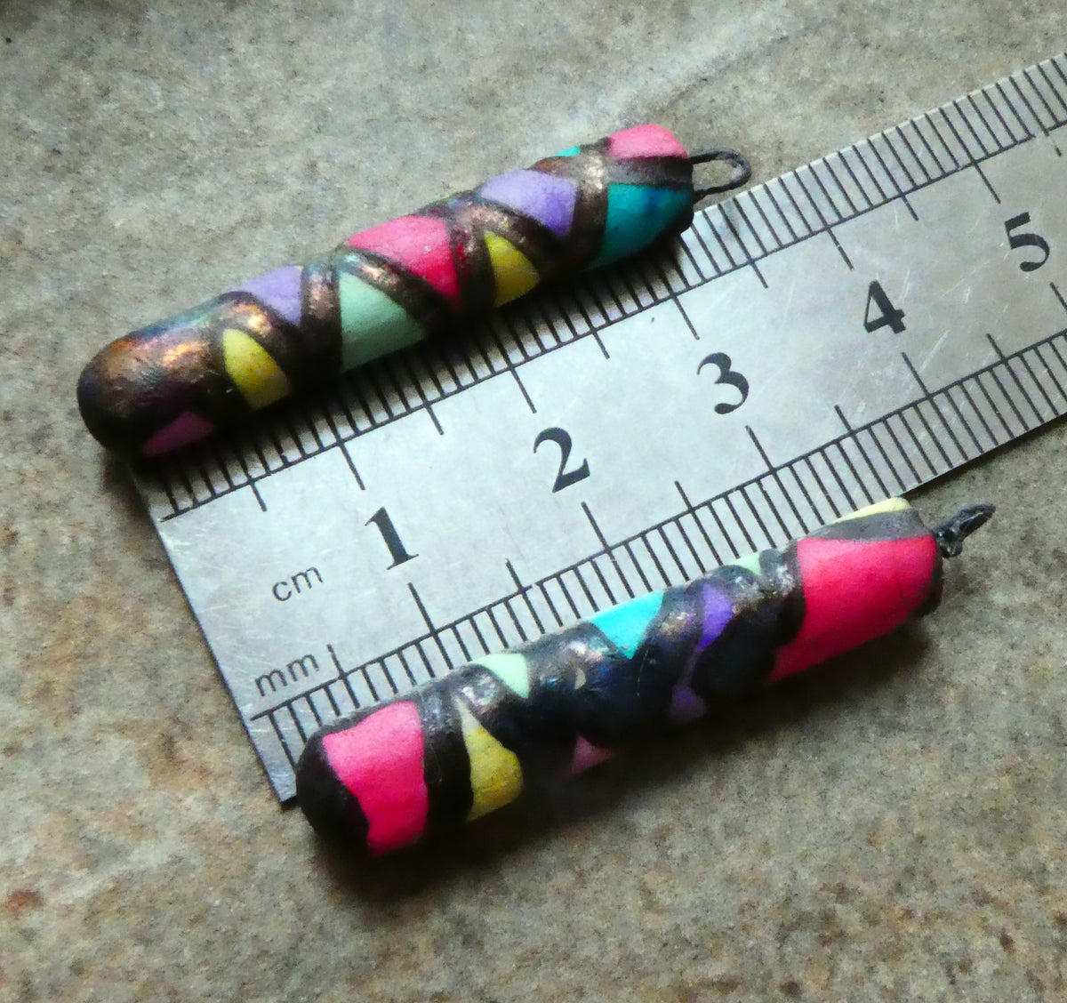 Ceramic Scorchy Copper Stick Charms - Rainbow