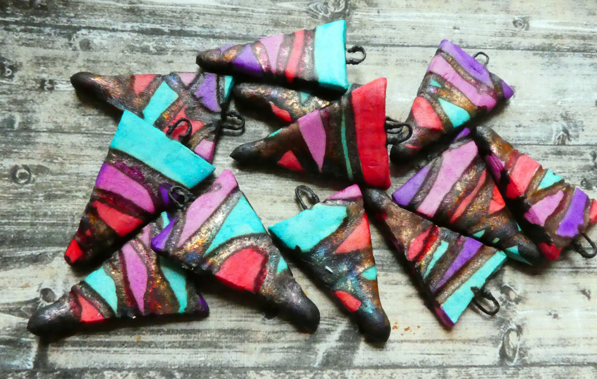Ceramic Scorchy Copper Dagger Charms - Rainbow