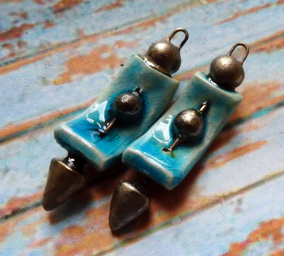 Ceramic Curvy Spike Charms - Taunton Turquoise