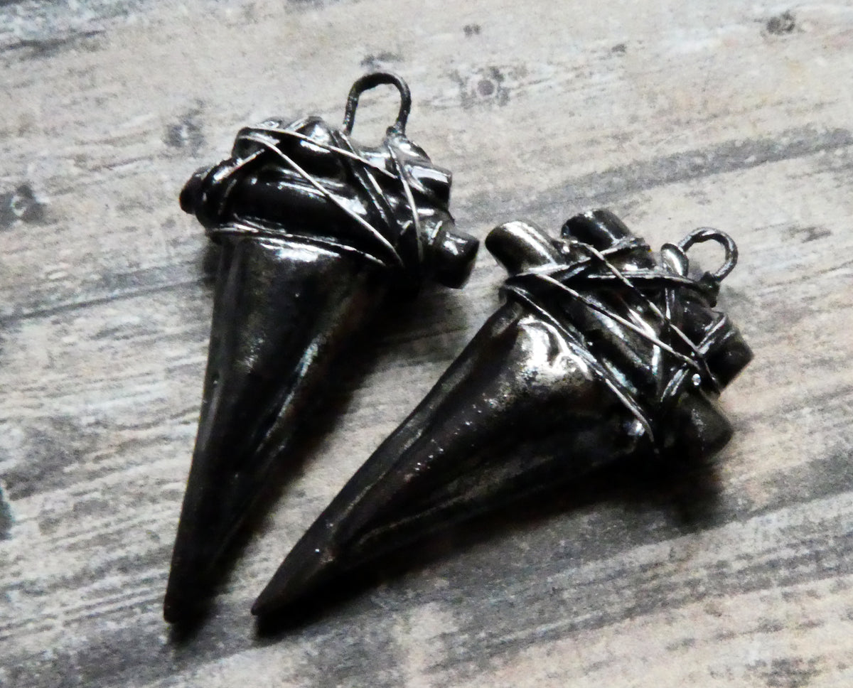 Ceramic Wire Wrapped Dagger Charms - Gloria