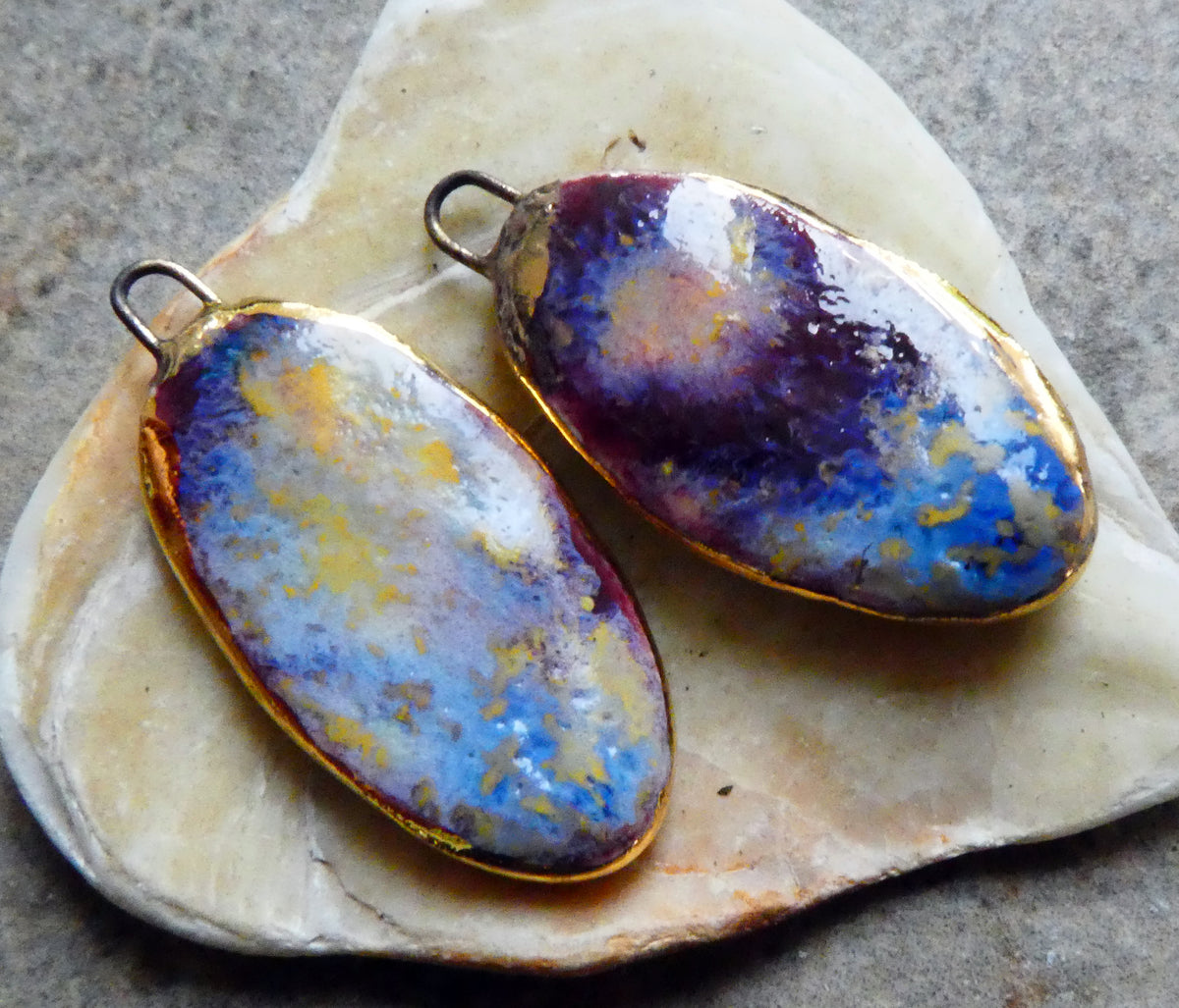 Ceramic Lustre Rimmed Sliver Charms - Sailors Delight