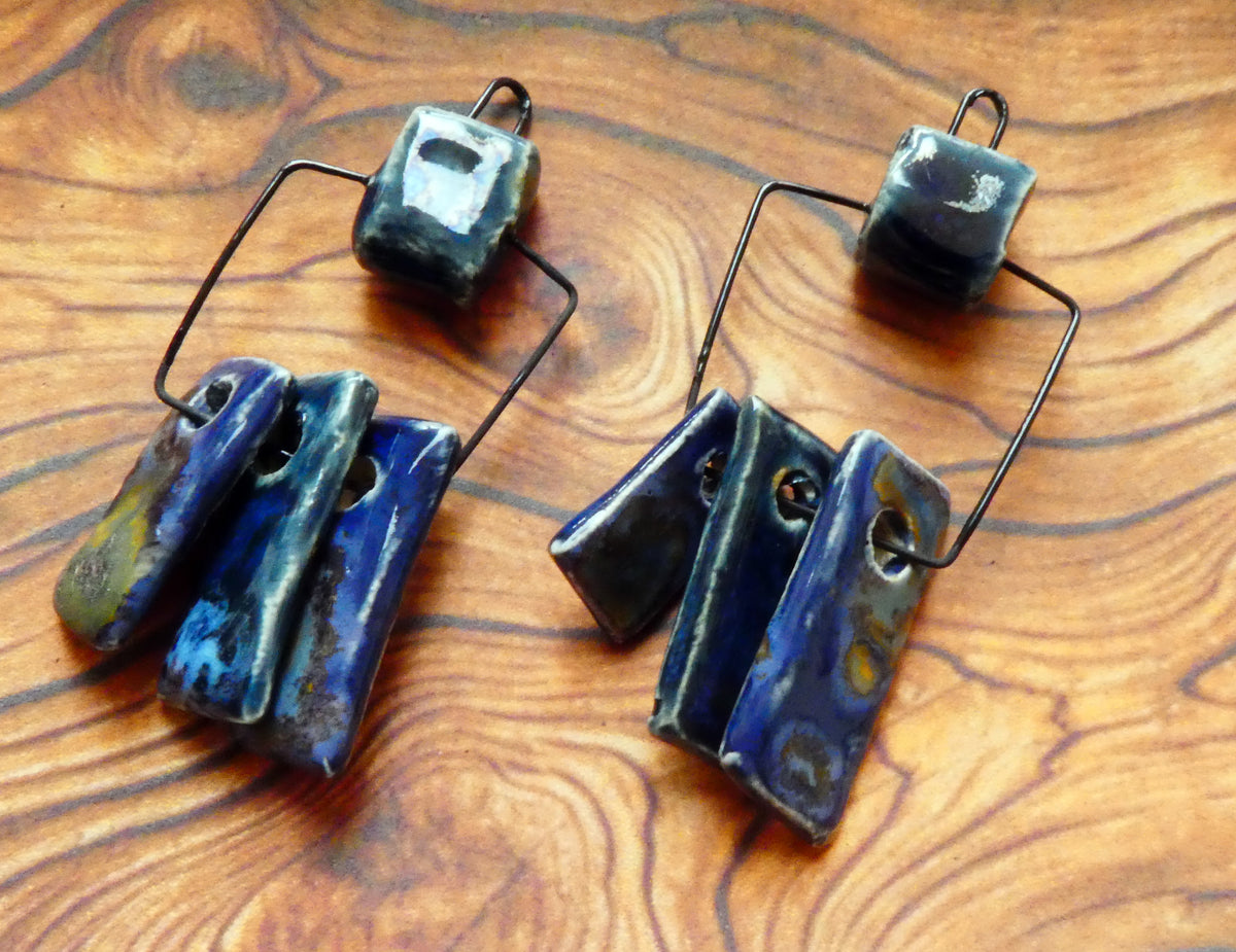 Ceramic Hoopy Shard Cluster Dangles #3