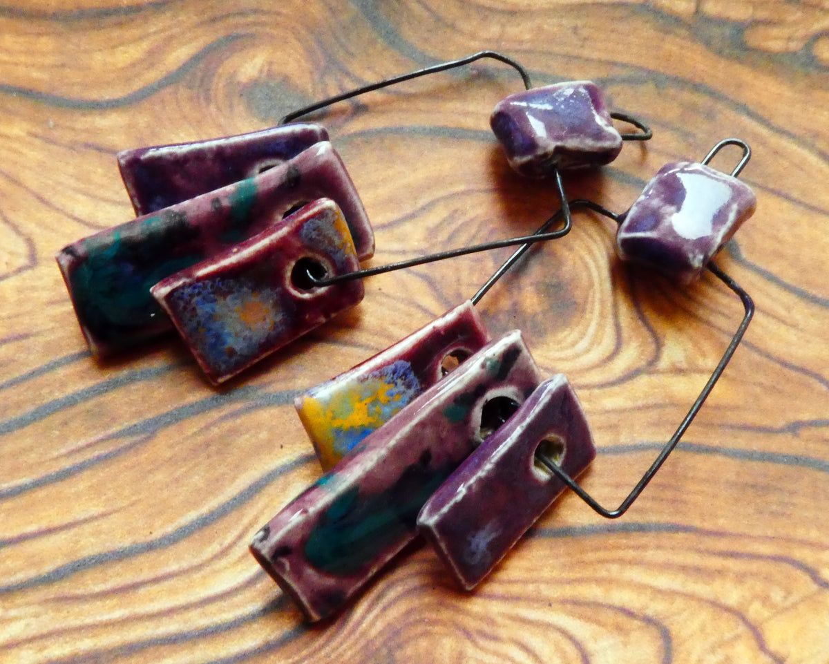 Ceramic Hoopy Shard Cluster Dangles #6