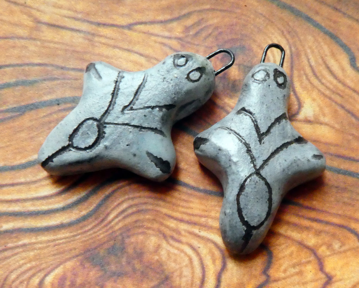 Ceramic Sgraffito Goddess Earring Charms #3