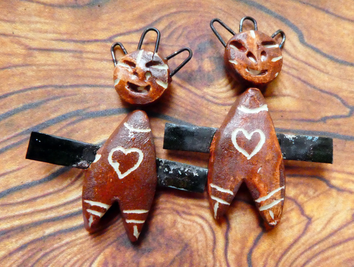 Ceramic Sgraffito Voodoo Amulet Charms #1